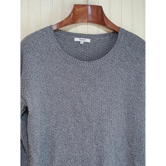 Madewell Sweaters - Madewell Sweater Womens Small Gray Knit Crewneck Pullover Side Slits Ribbed Hem
